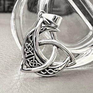 Handcrafted 925 Sterling Silver Triquetra Pendant Celtic Knot Design Viking Crescent Moon Pendant/Necklace Silver Accessories Gift by VINTZ
