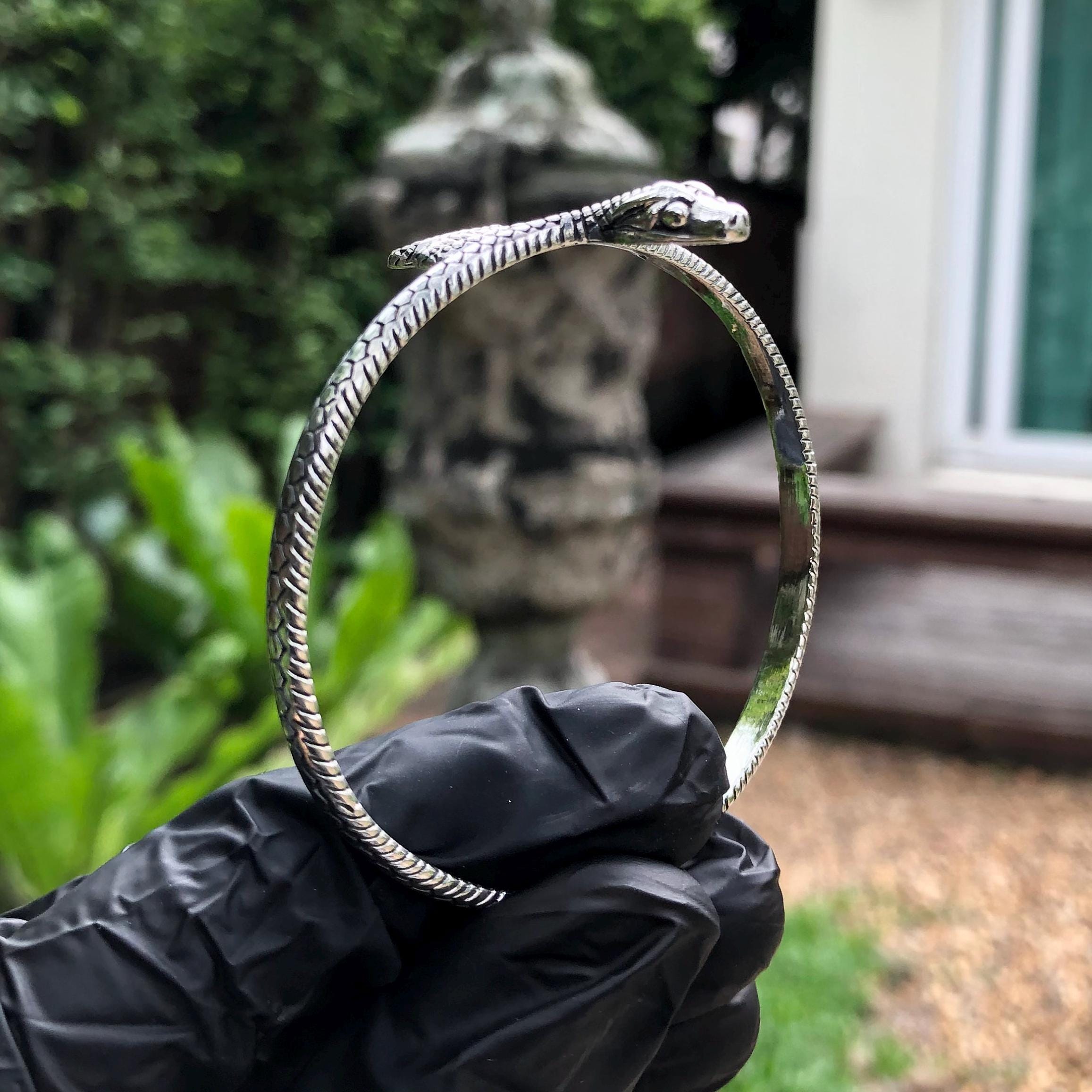 Handcrafted 925 Sterling Silver Bohemian Snake Black Mamba Serpent