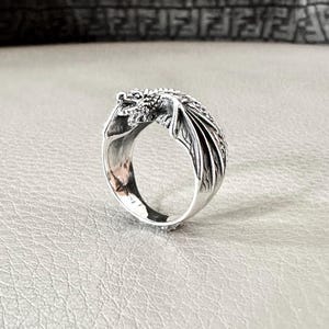 Handcrafted 925 Sterling Silver Dragon Ring Mythical Legendary Creature ...