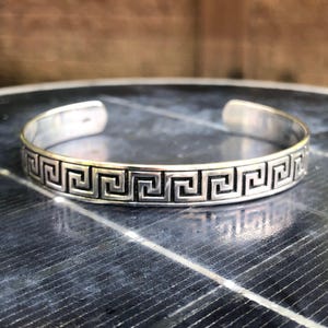 Handcrafted 925 Sterling Silver Greek Key Meander Meandros Infinity Square Bracelet Jewelry Accessories VINTZ
