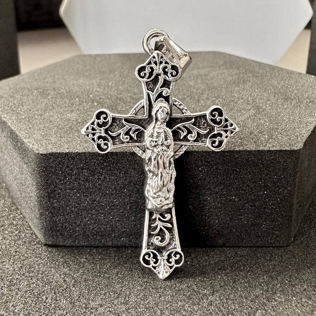 Handcrafted 925 Sterling Silver Cross Pendant Catholic Jesus Christ ...