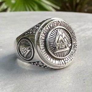 Ręcznie wykonany pierścień Valknut ze srebra próby 925, wikingowie, splecione trójkąty, celtycki węzeł, pierścień, biżuteria, akcesoria, prezent od VINTZ