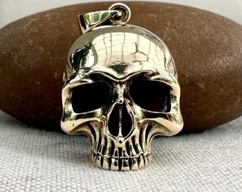 Handcrafted Brass Skull Gothic Punk Biker Skeleton Pendant/Necklace Fashion Accessories Jewelry Gift VINTZ
