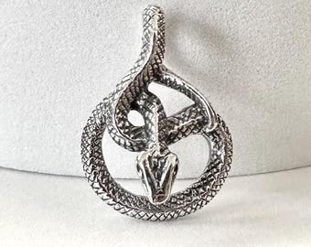 Handgefertigter 925er Sterling Silber Schlangen Anhänger Black Mamba Jormungand World Serpent Ouroboros Anhänger/Halskette Silber Schmuck Geschenk von VINTZ