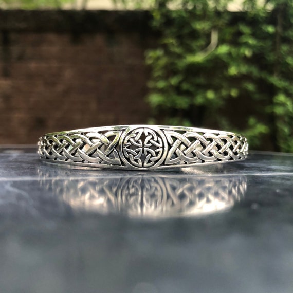Handcrafted 925 Sterling Silver Celtic Knot Triquetra Viking Celtic Symbol Cuff bangle Bracelet adjustable Etsy