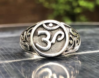 Handcrafted 925 Sterling Silver Ohm/om Ring Buddhism Hindi Yoga