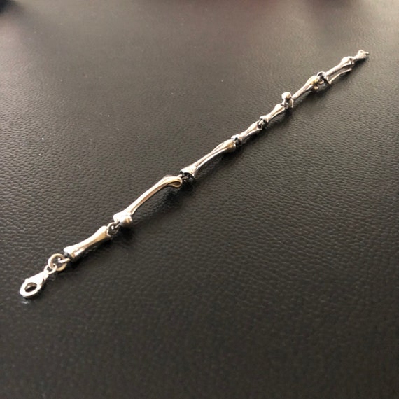 Handcrafted 925 Sterling Silver Bones Skeleton Punk Gothic Chain