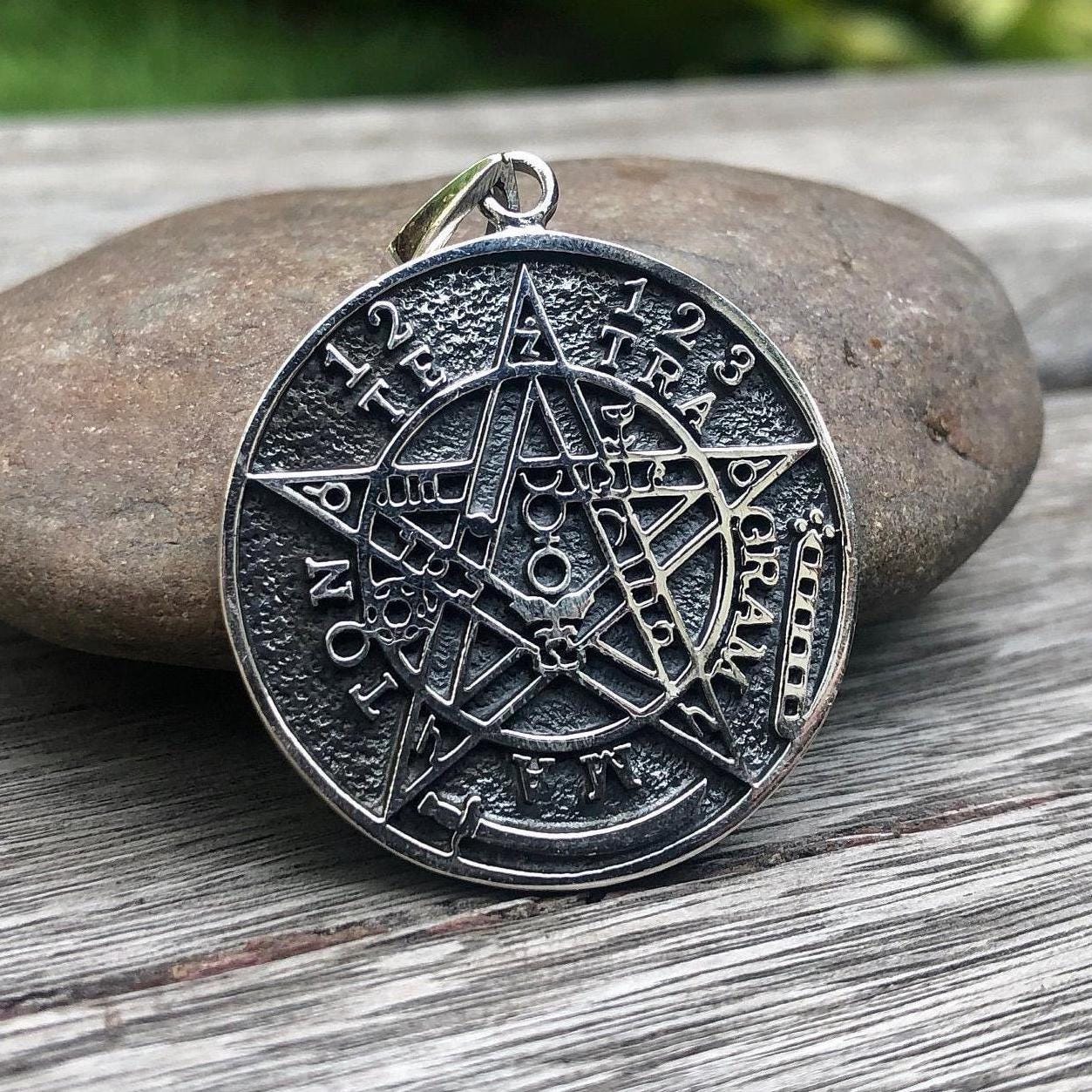 Handcrafted 925 Sterling Silver Tetragrammaton Pentagram Pendant YHVH Hebrew God Pendant/Necklace Silver Jewelry Accessories Gift by VINTZ
