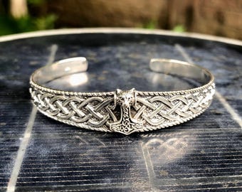 Handcrafted 925 Sterling Silver Thor Hammer Fenrir Wolf Mjolnir