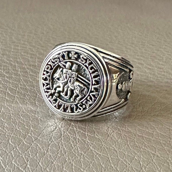 Men's Sterling Silver Knights Templar Ring - Jerusalem Cross Crusader Band, Size 11.25, Handmade In USA