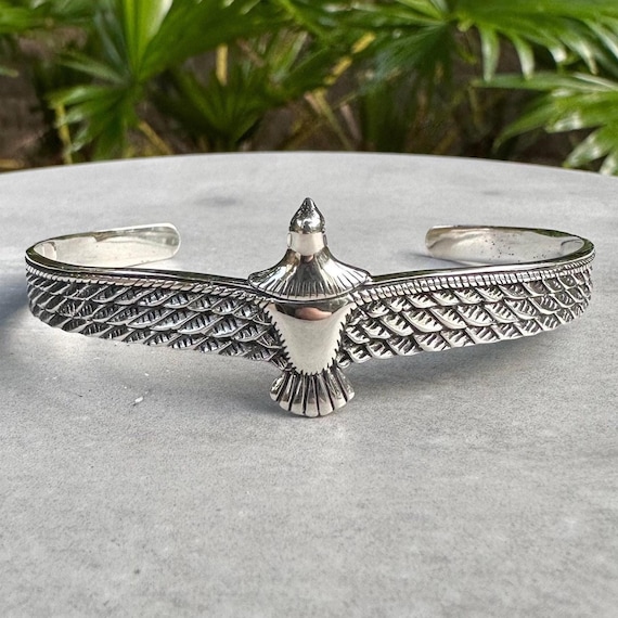 Handcrafted 925 Sterling Silver Bird Bracelet Native American