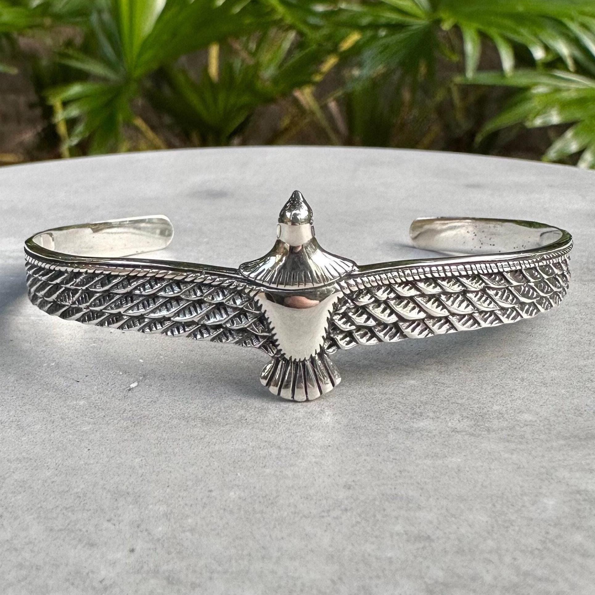 Handcrafted 925 Sterling Silver Bird Bracelet Native American