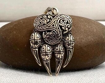 Handcrafted Brass | Bear Fist Pendant | Impress of Veles Necklace | Viking Bjorn Paw Jewelry | VINTZ