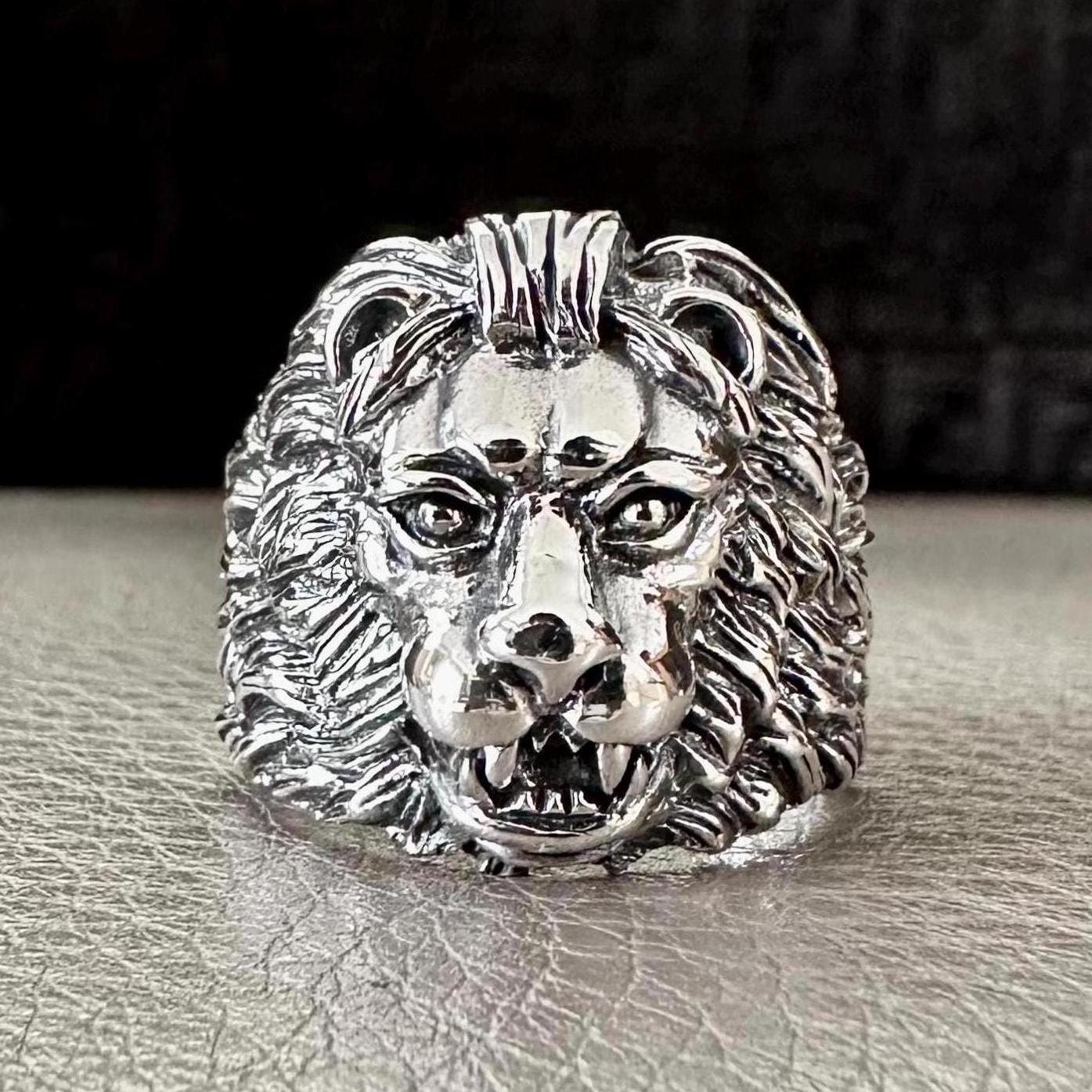 ライオネルRING大 Silver925 Handcrafted 925 Sterling Silver Big Lion Ring Lion Zodiac Leo King