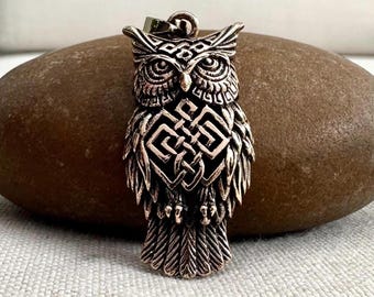 Handcrafted Bronze Owl Bird Celtic Knot Pendant/Necklace Fashion Jewelry Accessories Gift by VINTZ