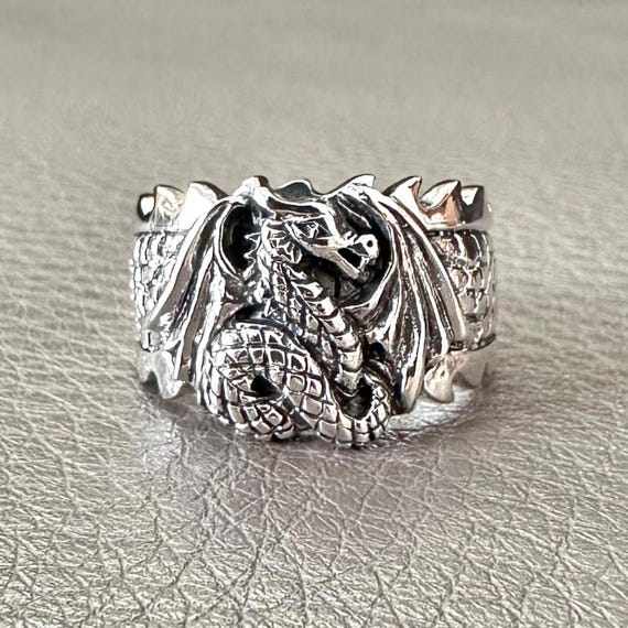 Handcrafted 925 Sterling Silver Dragon Ring Mythical Creature