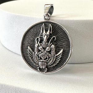 Handcrafted 925 Sterling Silver Anubis Pendant Egyptian God Deities Amulet Talismans Pendant/Necklace Silver Jewelry Accessory Gift by VINTZ