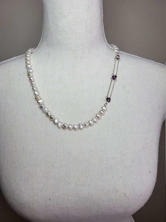 Statement White Pearl Sterling Silver Chain Gemstones