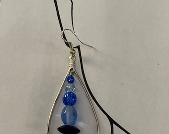Blue glass teardrop earrings