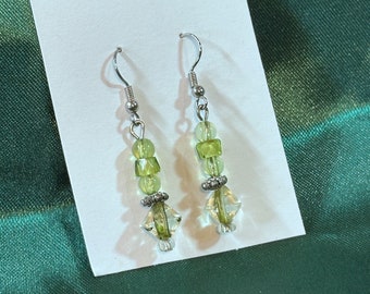 Brand New Green Glass Handcrafted Earrings