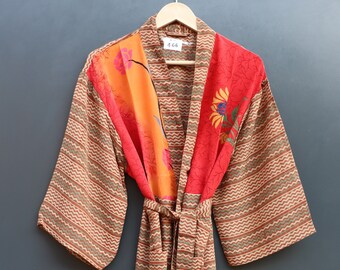 Recycled Vintage Silk Collar Kimono Jacket