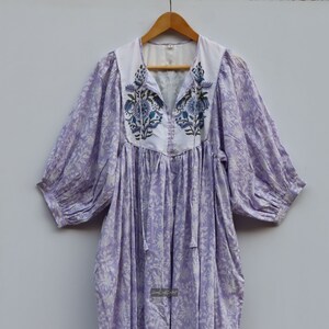 Express Shipping- Midi Dress, Mini Dress, Flower Print Dress, Deep Neck with string closer, Women Maxi Dress, Cotton Gown Dress