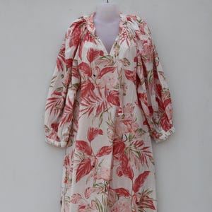 Floral Long Maxi dress  Block Print Dress, Deep Neck with string closer