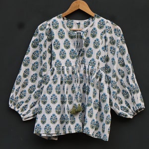 Short Top, Kyra Top Dress, Mini Dress, Floral Block Print Tunic Top, Cotton Top, Gifts For Her, Crop Top