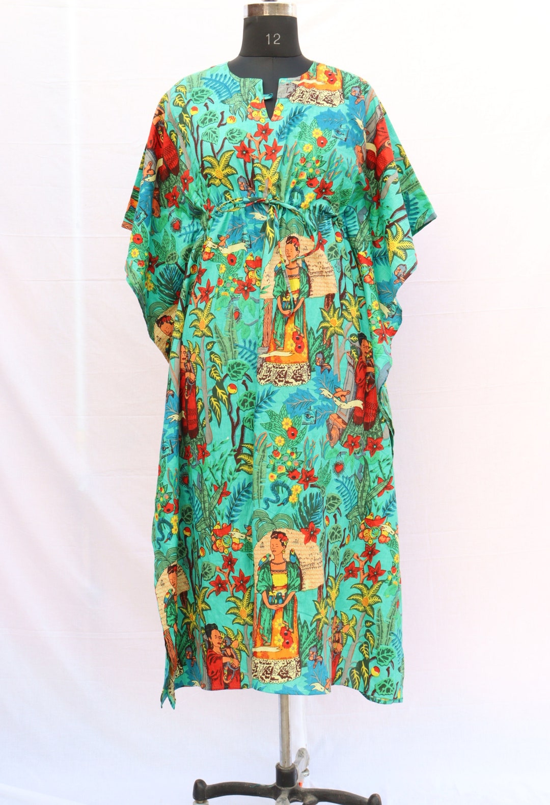 Cotton Long Frida Kahlo Printed Kaftan Dresskaftan - Etsy