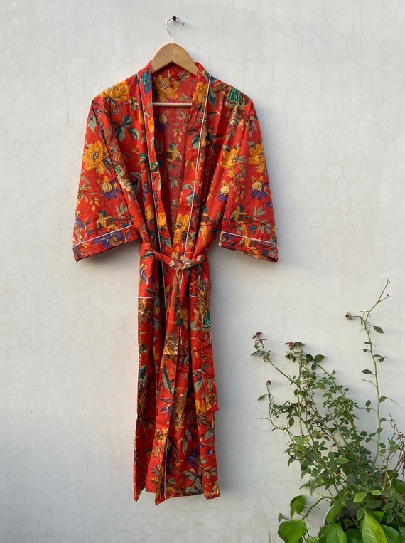 EXPRESS DELIVERY Cotton Kimono Robes, Bird Print Kimono, Soft and