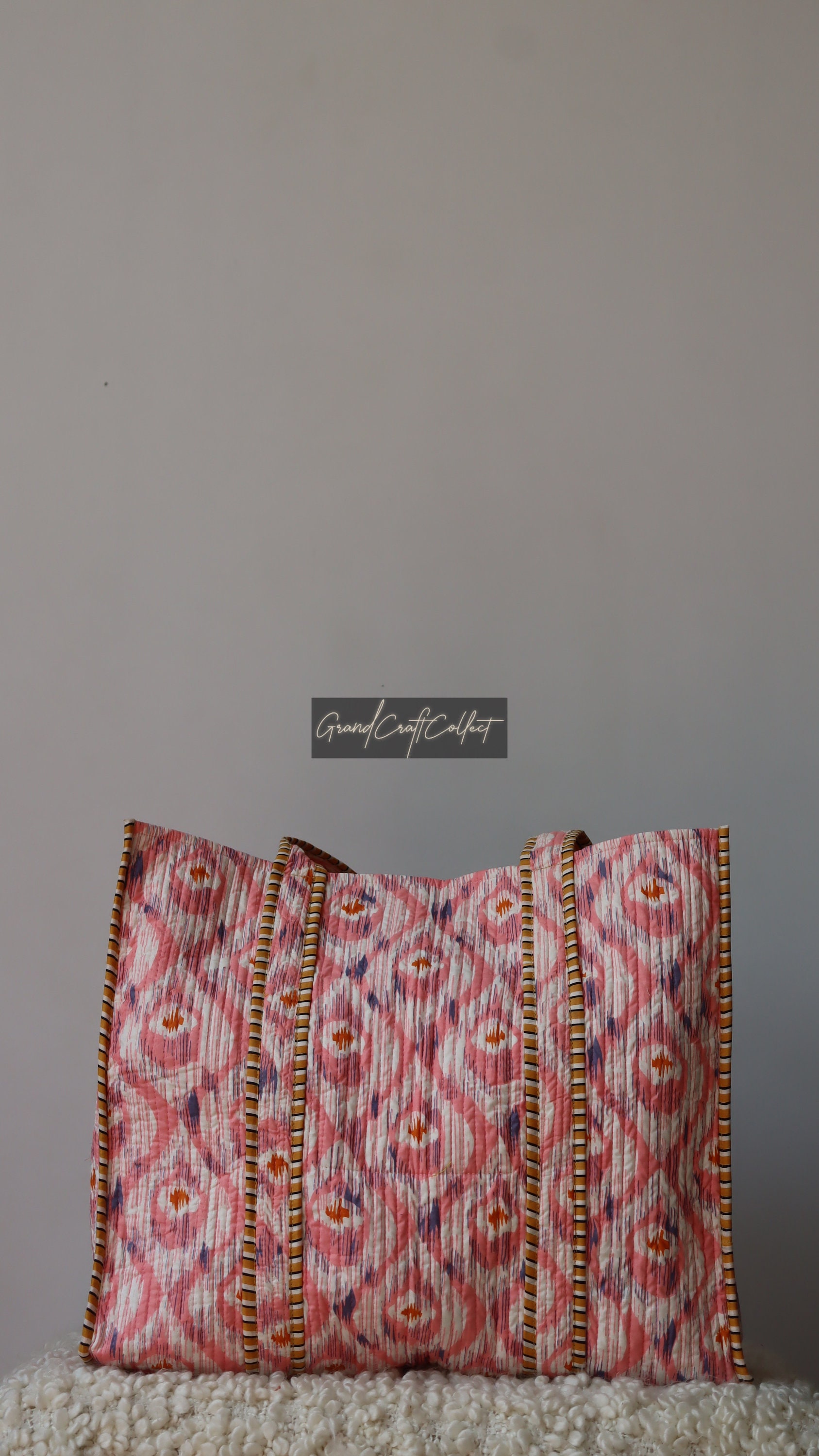 Handmade Kantha Quilted Tote Bag, Shopping Bag, Cotton