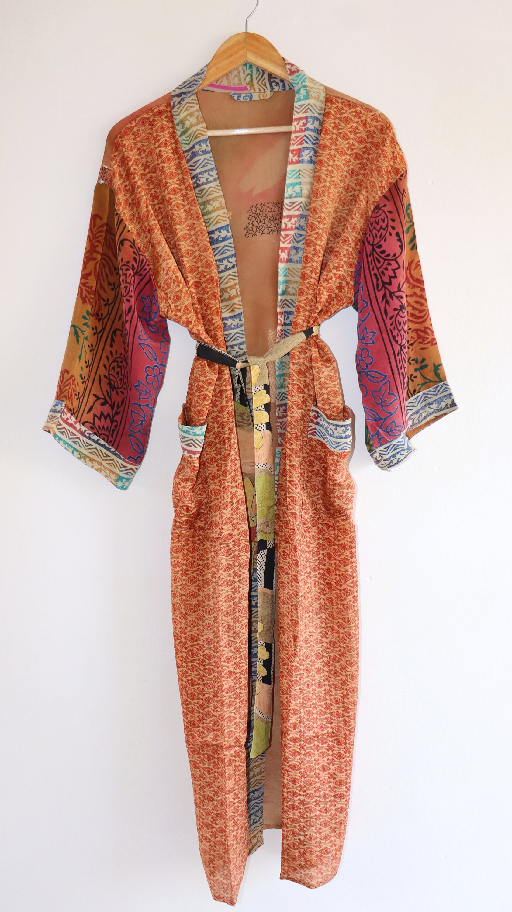 silk patchwork robe