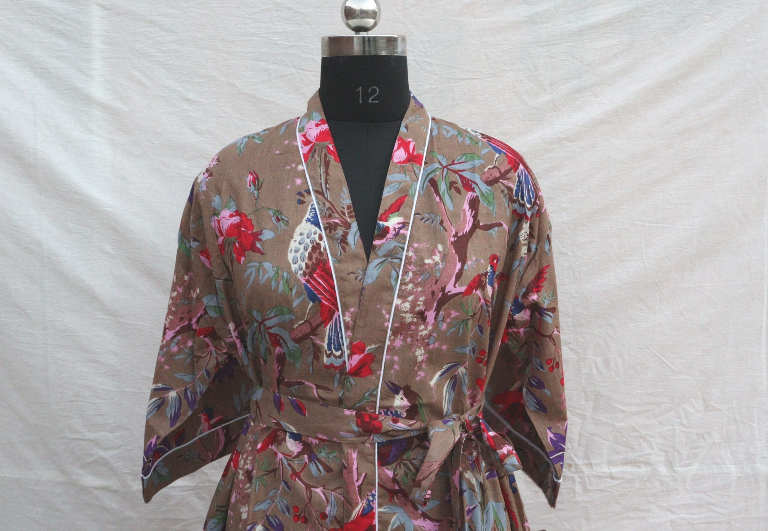 Long Cotton Kimono Indian Bird Printed Boho Design Bohemian Etsy Ireland