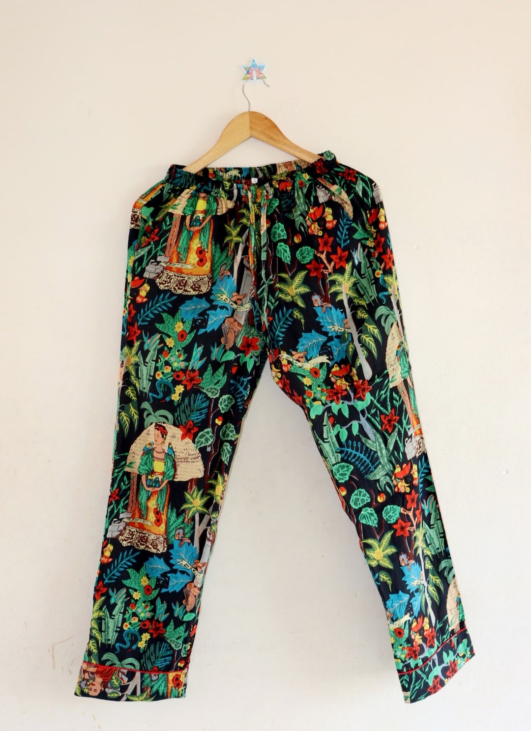 Cotton Frida Kahlo Pants/ Women Lounge Pants/ Beach Pants/ - Etsy