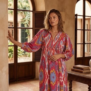 trendy ikat dress designs Hello, So I recently received a stunning Ikat dress from @thehastakrutam ,  a brand that celebrates the beauty of Indian handwoven fabrics. This dress,  crafted from authentic handwoven Ikat fabric,