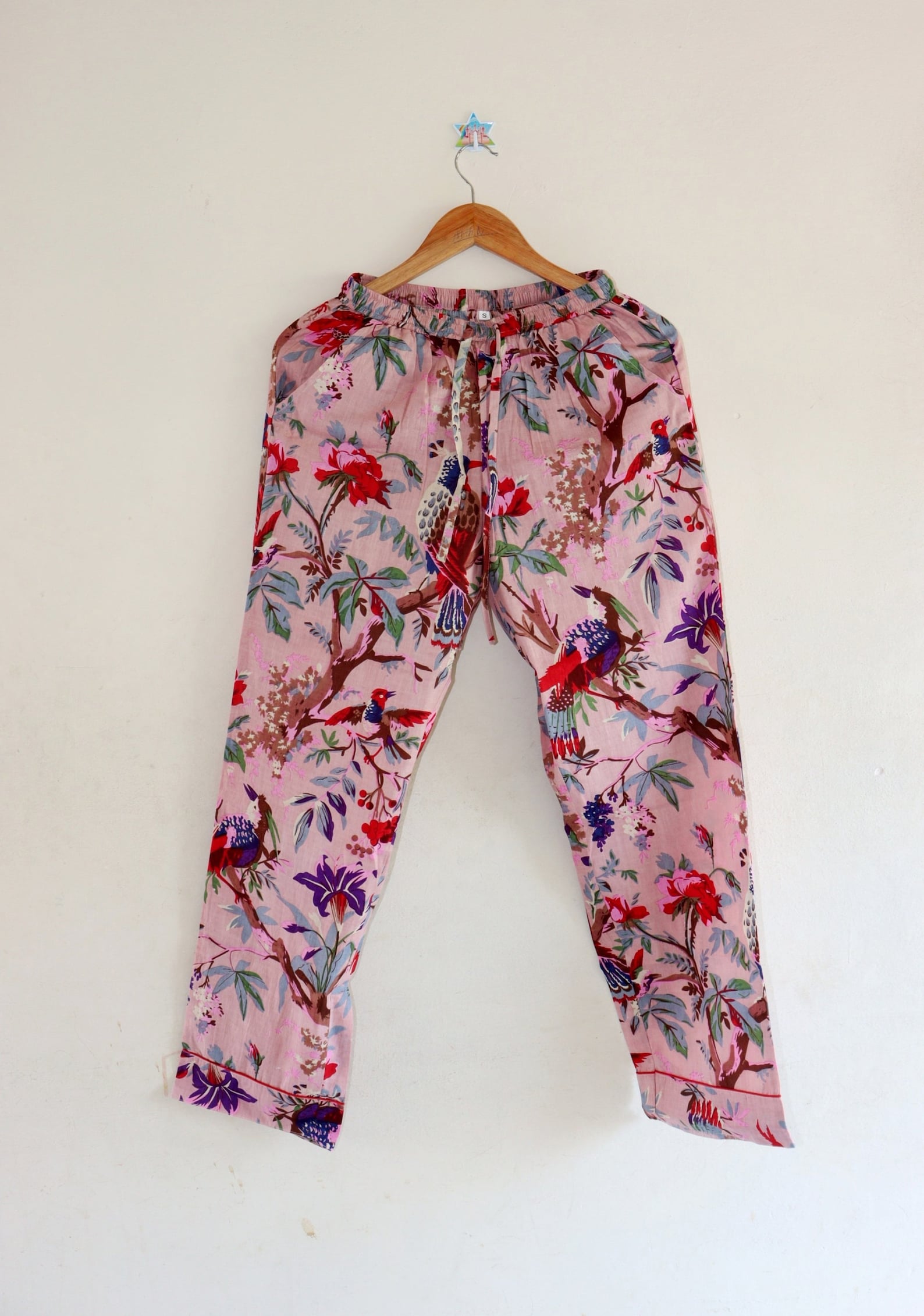 Bird Print Cotton Pants/ Women Lounge Pants/ Beach Pants/ - Etsy