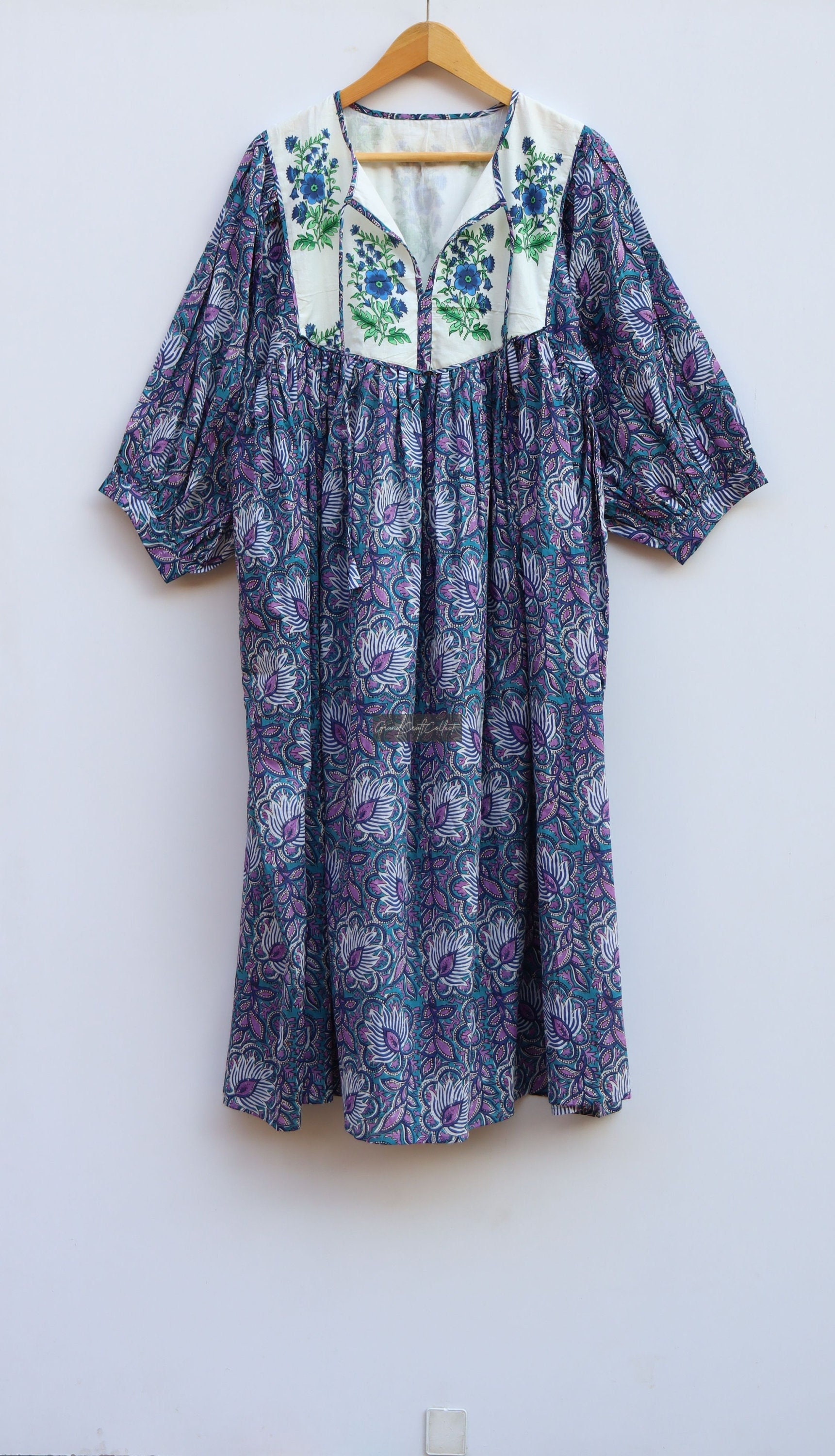 Express Shipping Midi Dress, Mini Dress, Flower Print Dress, Deep Neck With  String Closer, Women Maxi Dress, Cotton Gown Dress - Etsy UK