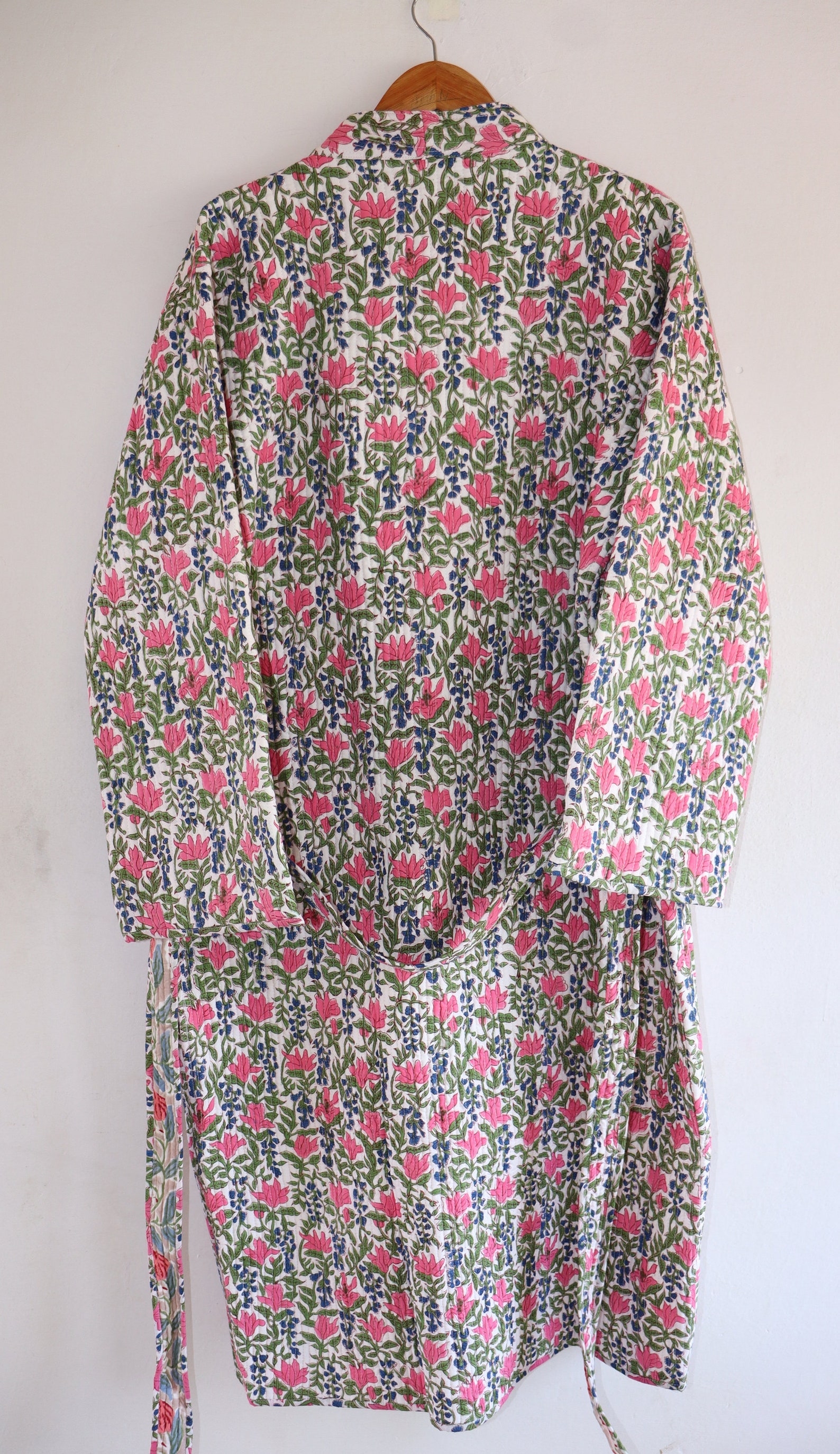 Quilted Block Print Jacket Japanese Kimono Style Reversible Etsy