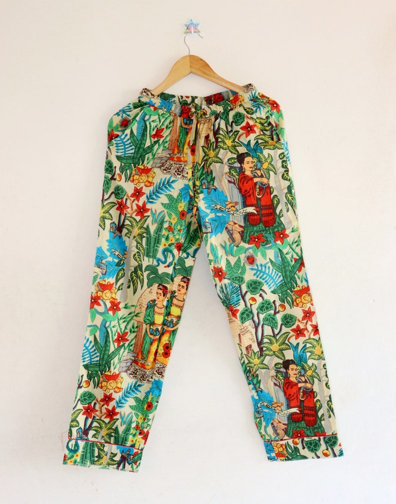Cotton Frida Kahlo Pants/ Women Lounge Pants/ Beach Pants/ | Etsy
