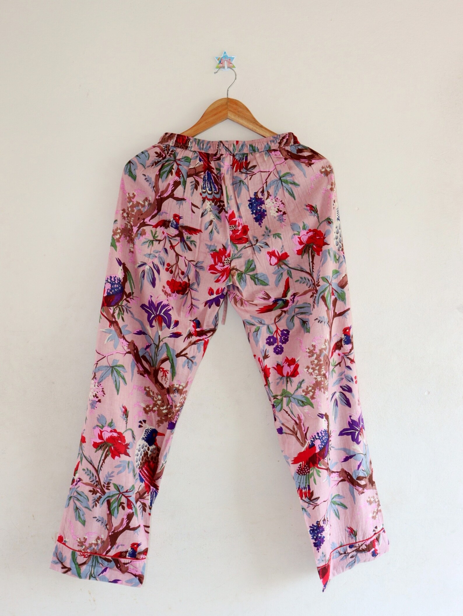 Bird Print Cotton Pants/ Women Lounge Pants/ Beach Pants/ - Etsy