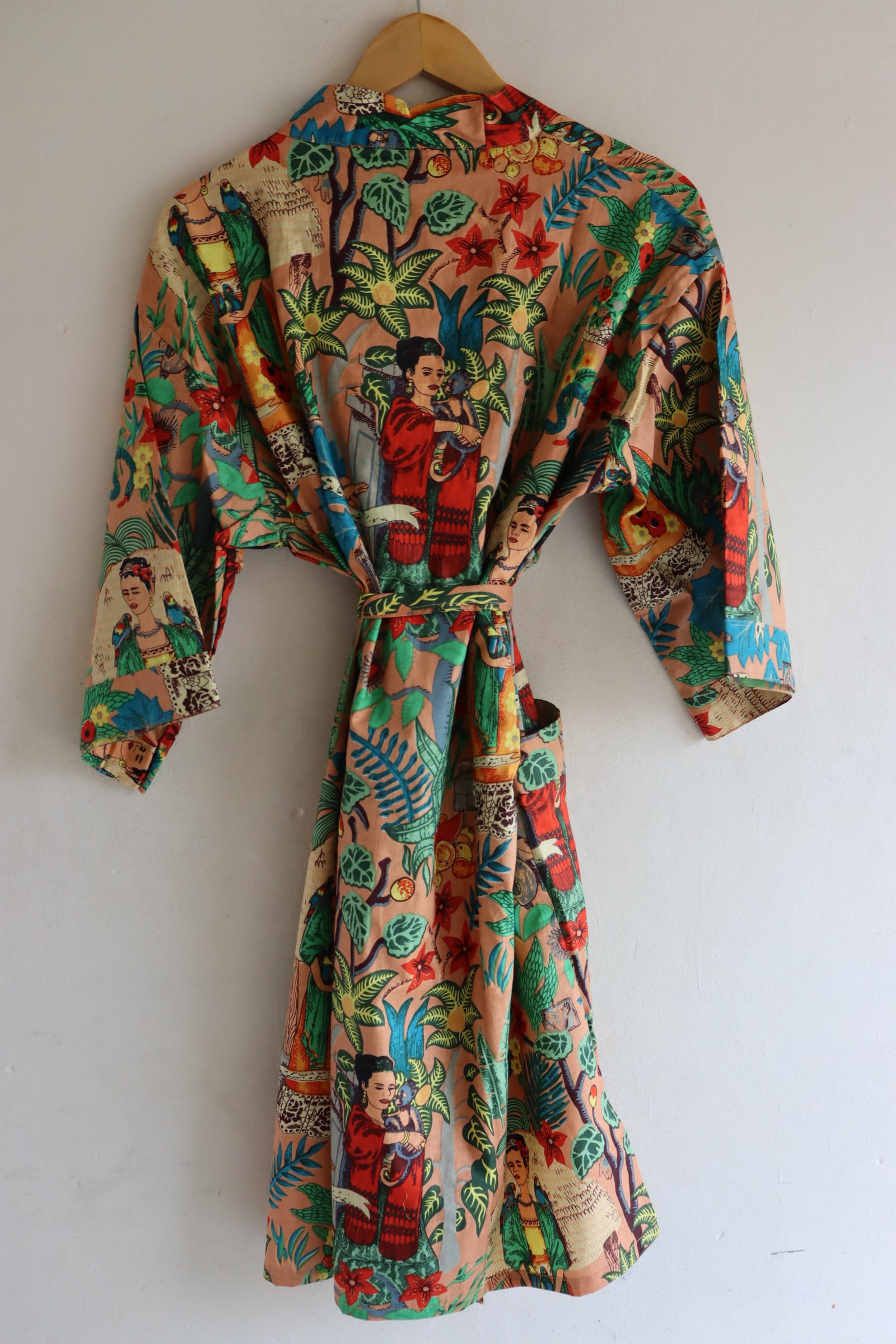 Long Frida Khalo Kimono Indian Cotton Design Boho Bohemian | Etsy