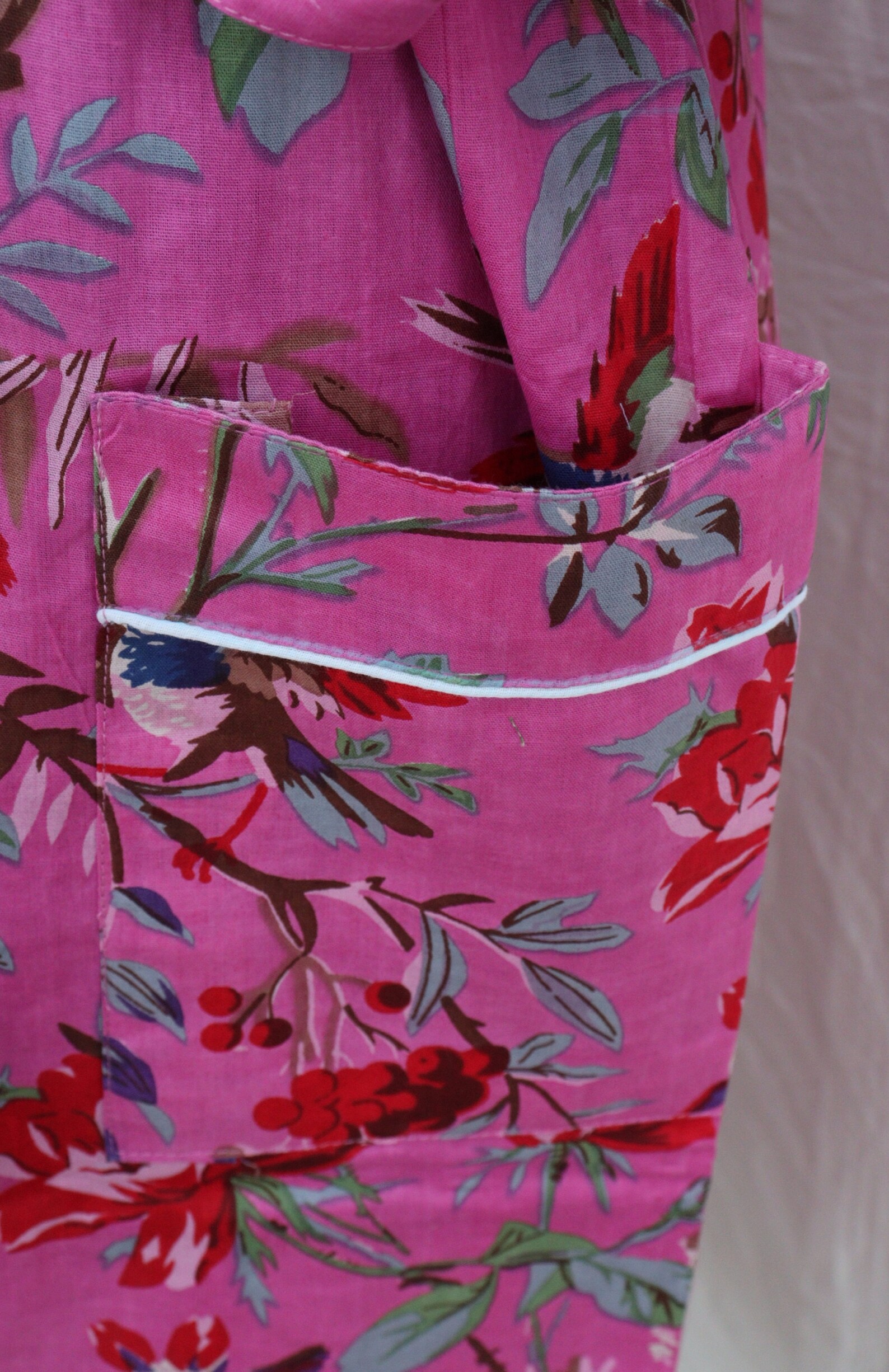 Indian Bird Printed Long Cotton Kimono Boho Design Bohemian Etsy