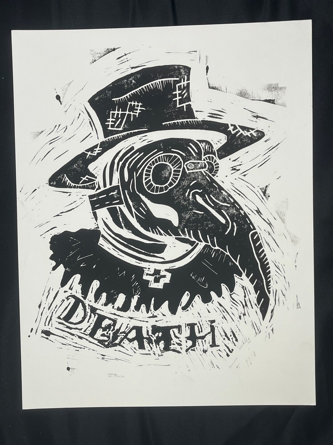 Death Handprinted Linocut plague Doctor - Etsy
