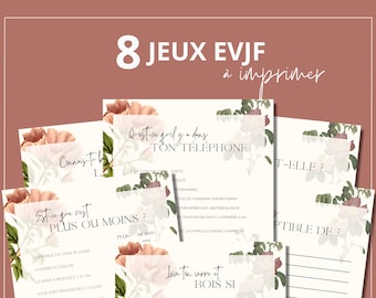 EVJF Jeux à imprimer – 8 activités thème fleurs | Enterrement vie de jeune fille (PDF)