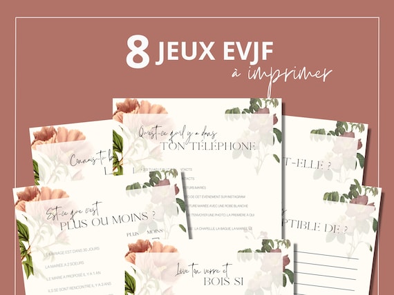 EVJF Jeux à imprimer – 8 activités thème fleurs | Enterrement vie de jeune fille (PDF)