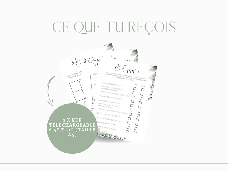 May include: A digital download of a printable PDF game for a wedding shower or bridal party. The game is called "Who Knows the Bride?" and features a series of questions about the bride. The PDF is 8.5 inches by 11 inches and is available in A4 size.