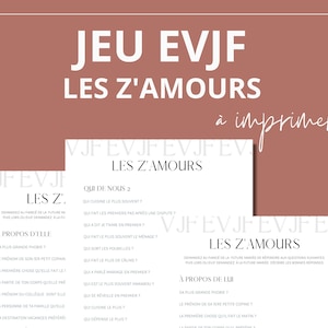 Jeu EVJF Les Z'AMOURS à imprimer et à télécharger - Jeu enterrement vie de jeune fille, bachelorette en français, activité EVJF