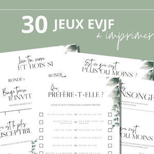 30 jeux EVJF eucalyptus à imprimer et à télécharger - Jeux enterrement vie de jeune fille, bachelorette en français, activités EVJF