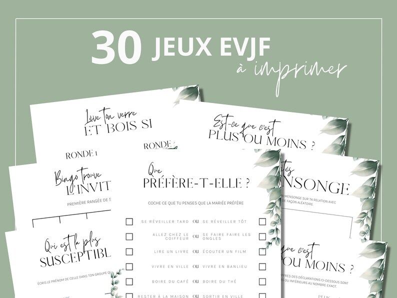 30 Jeux EVJF à Imprimer Et à Télécharger Jeux Enterrement Vie De Jeune