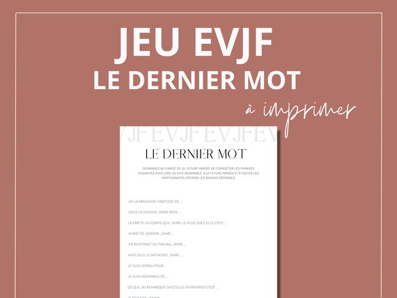 Jeu EVJF à imprimer – Le dernier mot | Activité enterrement vie de jeune fille (PDF)